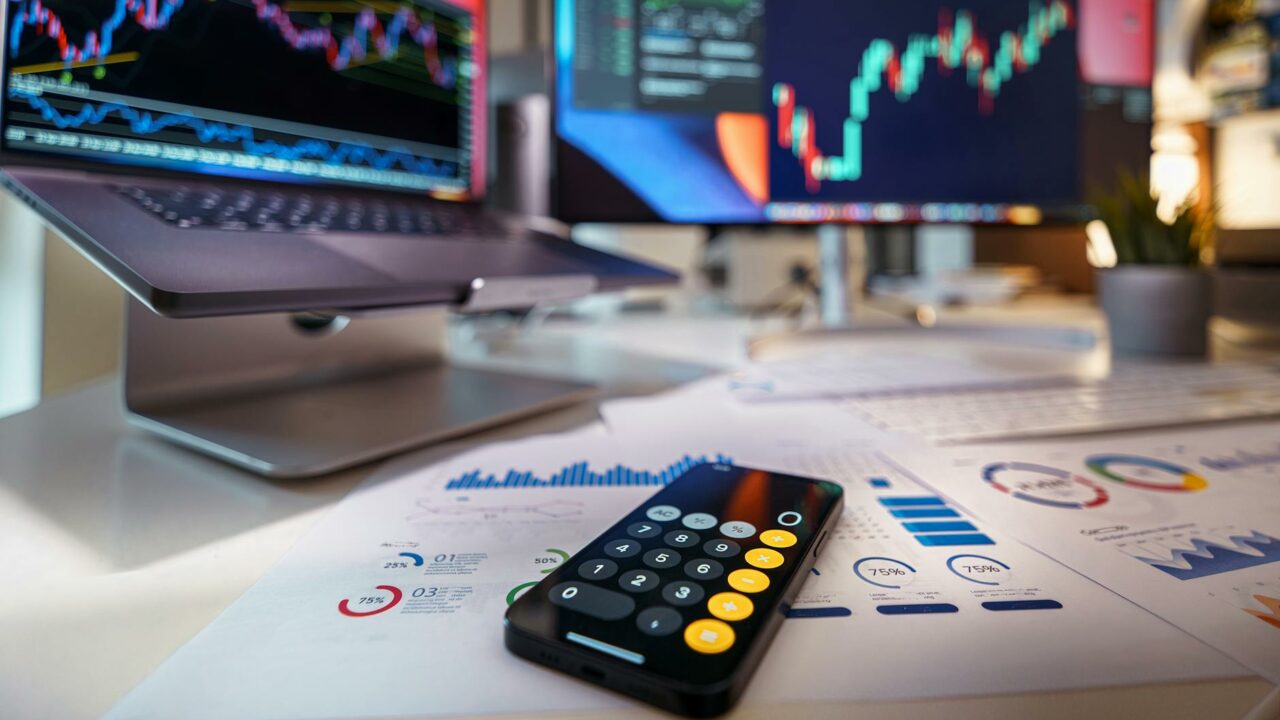 Bureau d'investisseur avec graphiques boursiers et rapports financiers pour décrypter l'adage Sell in May